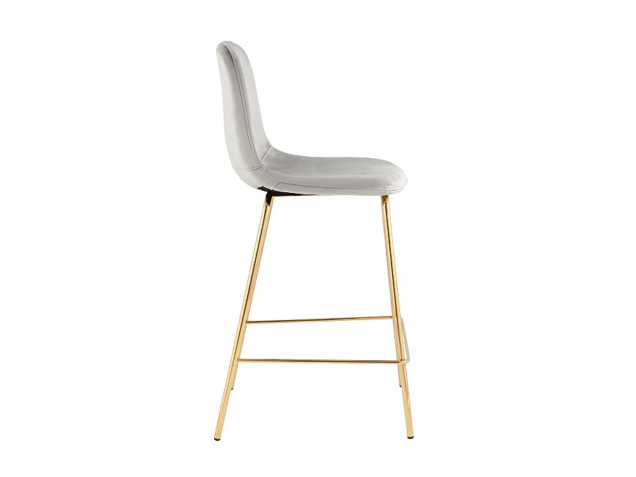 Стул полубарный Валенсия SN, велюр серый, золотые ножки 2 шт
