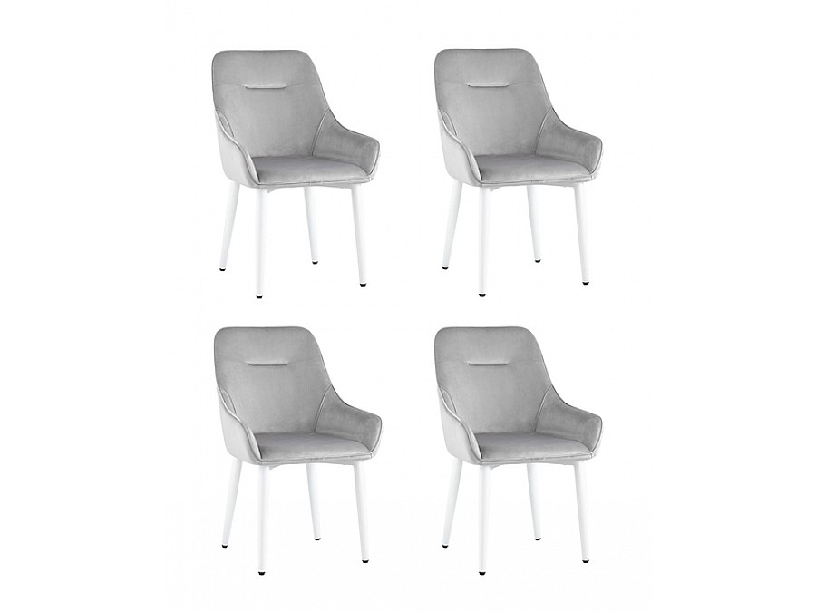 Стул Диана велюр серебристый ножки белые 4 шт