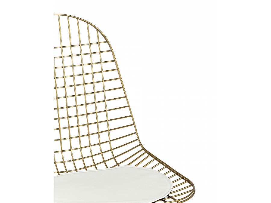Стул обеденный Eiffel золотой с белой подушкой 2 шт