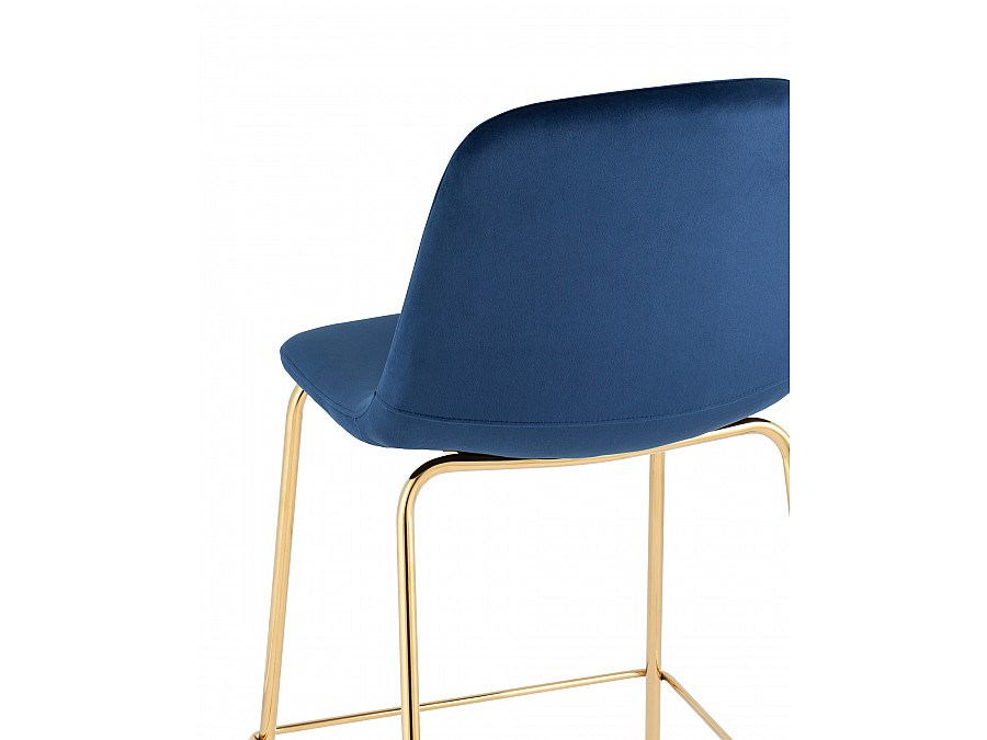 Стул полубарный Валенсия SN, велюр синий, золотые ножки 2 шт