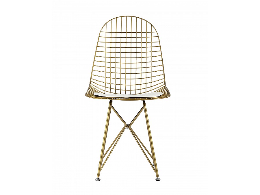 Стул обеденный Eiffel золотой с белой подушкой 2 шт