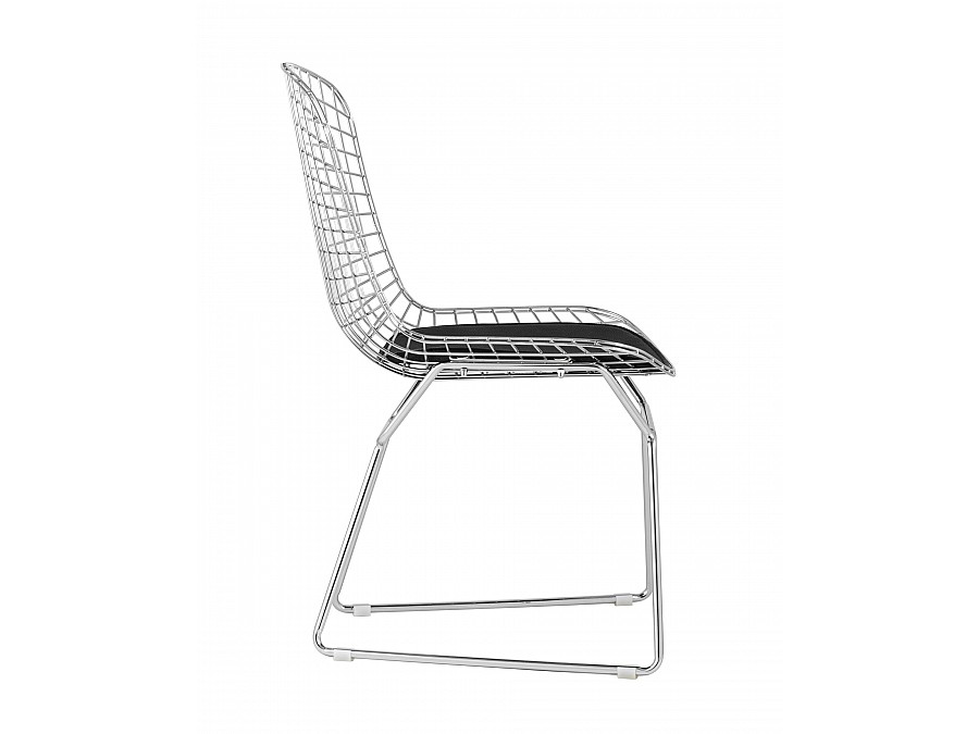 Стул обеденный Bertoia хромированный с черной подушкой 4 шт