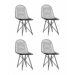 Стул обеденный Eiffel черный с черной подушкой 4 шт