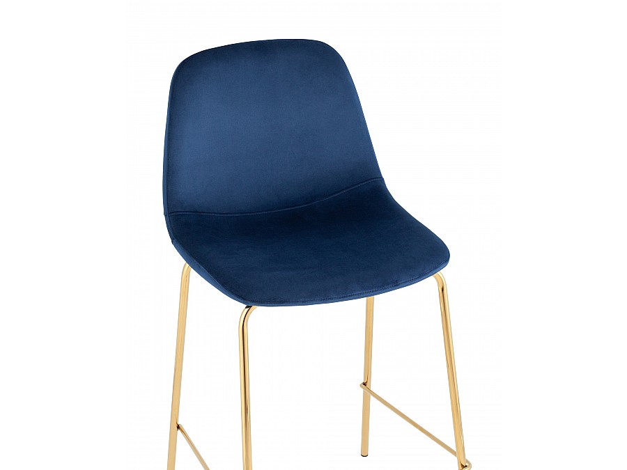 Стул полубарный Валенсия SN, велюр синий, золотые ножки 2 шт