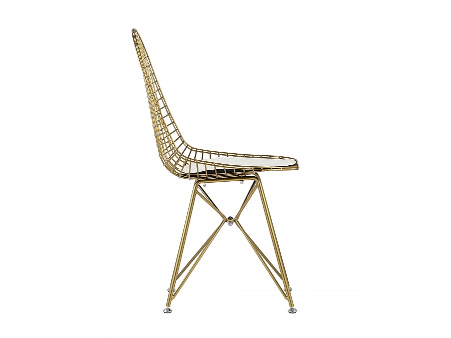 Стул обеденный Eiffel золотой с белой подушкой 2 шт