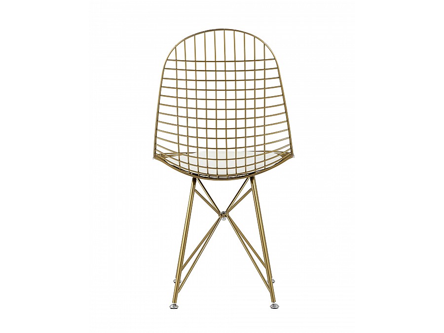 Стул обеденный Eiffel золотой с белой подушкой 4 шт