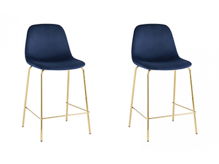 Стул полубарный Валенсия SN, велюр синий, золотые ножки 2 шт