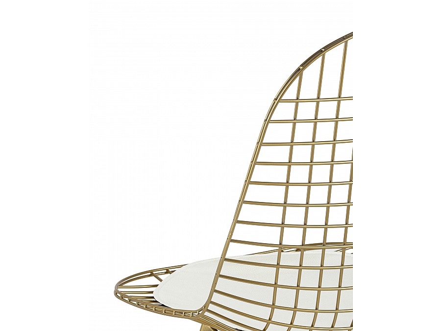 Стул обеденный Eiffel золотой с белой подушкой 4 шт