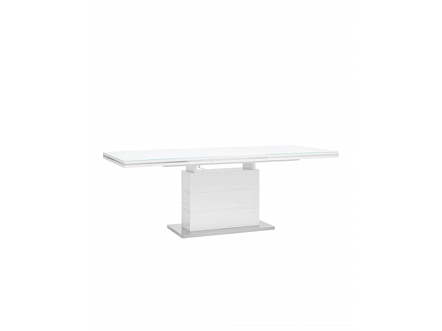Стол обеденный Глазго раскладной 160-215*90 глянцевый белый