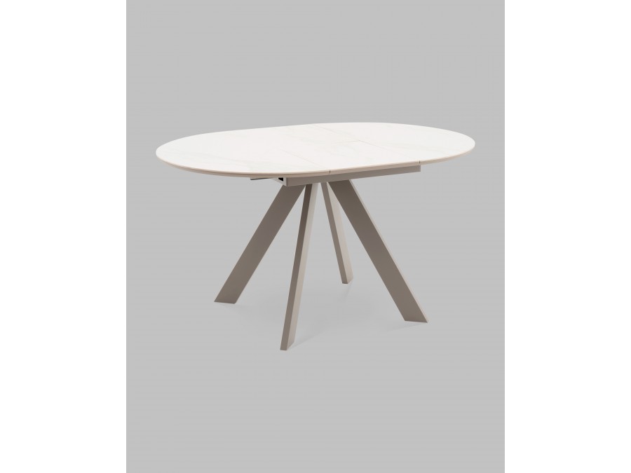 Стол круглый Миндель D100 столешница керамика белый глянец, основание металл латте