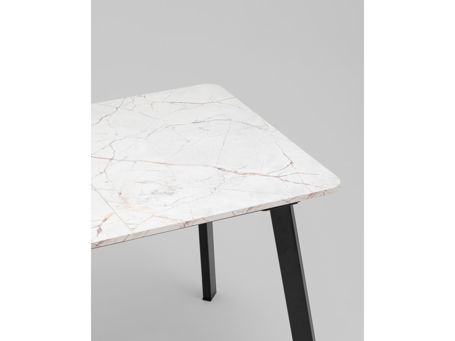 Стол Batu new 120-160/80/76 столешница ЛМДФ азул оникс подстолье металл черный