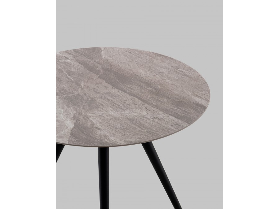 Стол Ники круглый столешница керамика Italian light grey 800