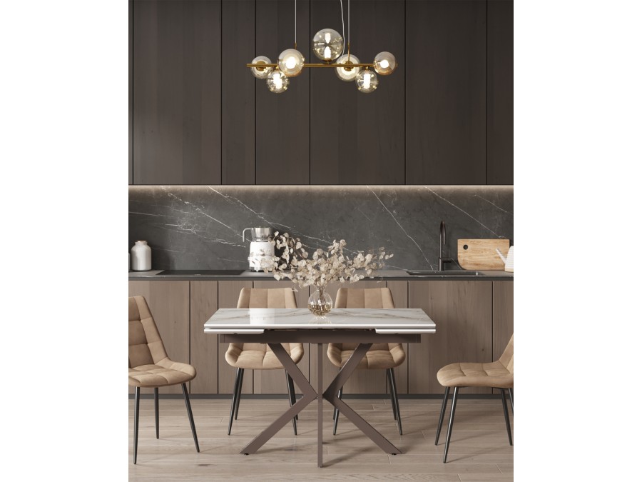 Стол раскладной Marmer 120-180*80*76 керамика капучино