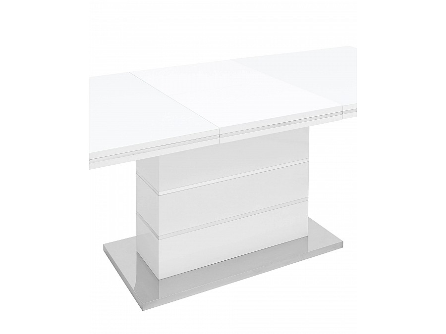 Стол обеденный Глазго раскладной 160-215*90 глянцевый белый