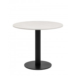 Стол круглый Фризбин D90, столешница МДФ ледяной камень, основание металл черный