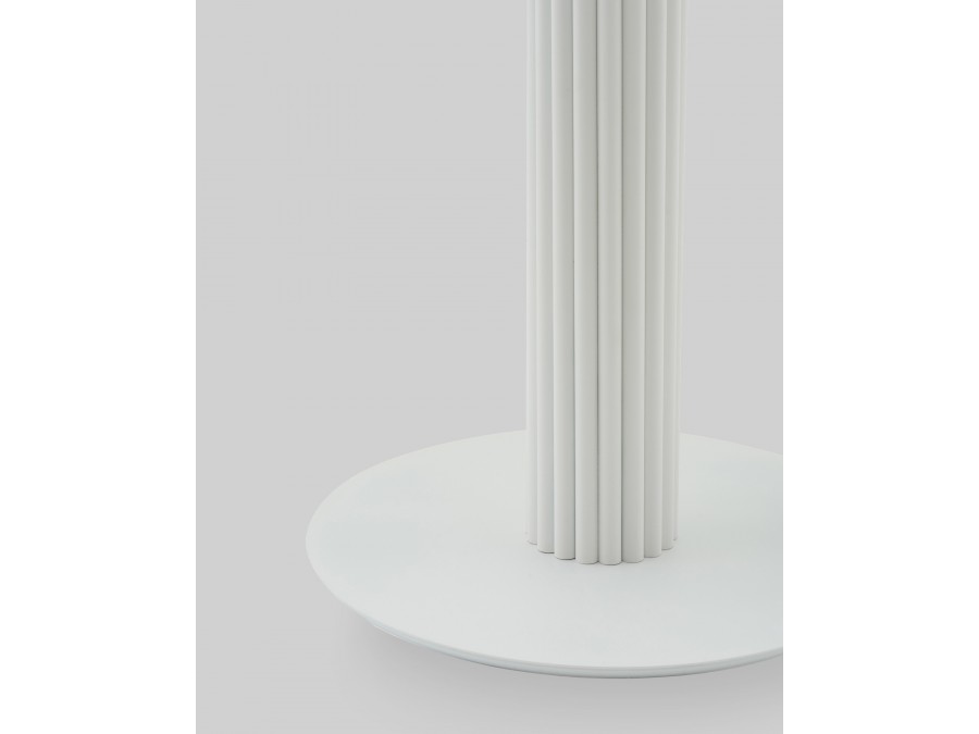 Стол круглый Терралино D90 верх керамика белый матовый, основание металл белый