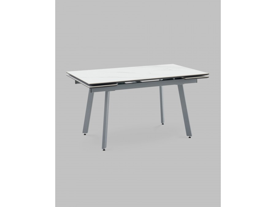 Стол Тайл 140-200/85/75 столешница Snow white подстолье металл серый