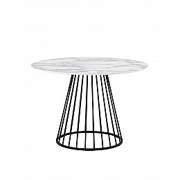 Стол обеденный Ливерпуль 110*110 белый мрамор черная ножка