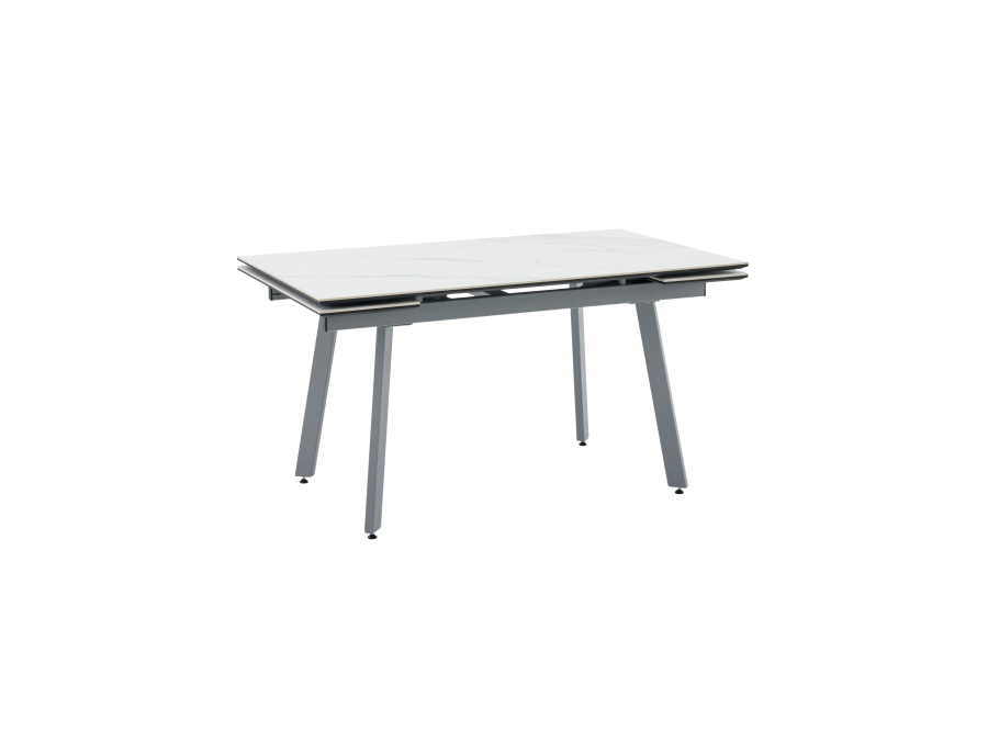 Стол Тайл 140-200/85/75 столешница Snow white подстолье металл серый