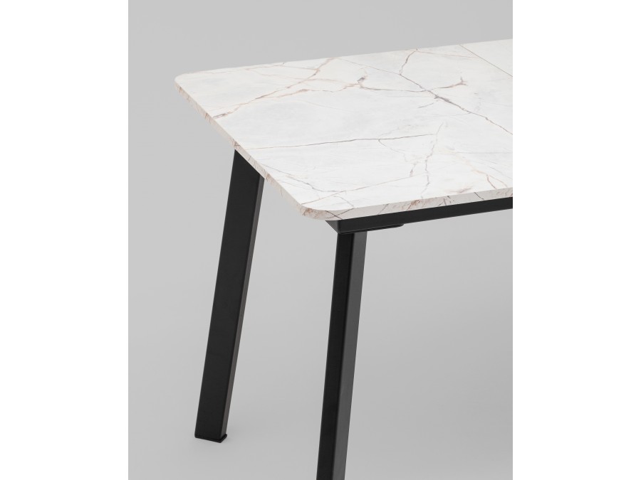 Стол Batu new 120-160/80/76 столешница ЛМДФ азул оникс подстолье металл черный