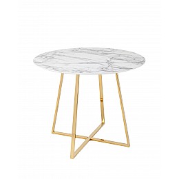Стол обеденный Дакота 100*100 белый мрамор ножки золото