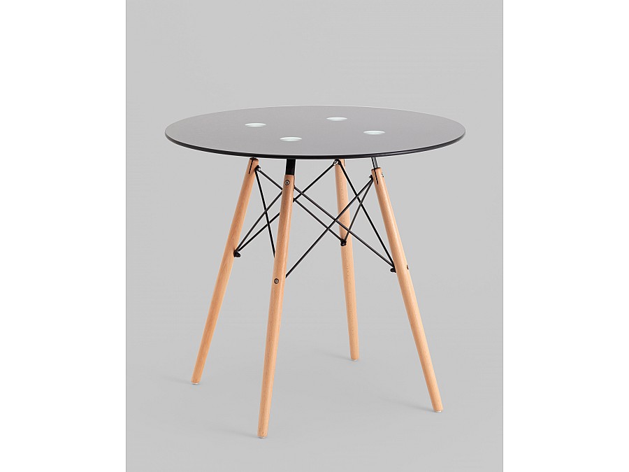 Стол круглый EAMES DSW NEW D=80 стеклянный черный