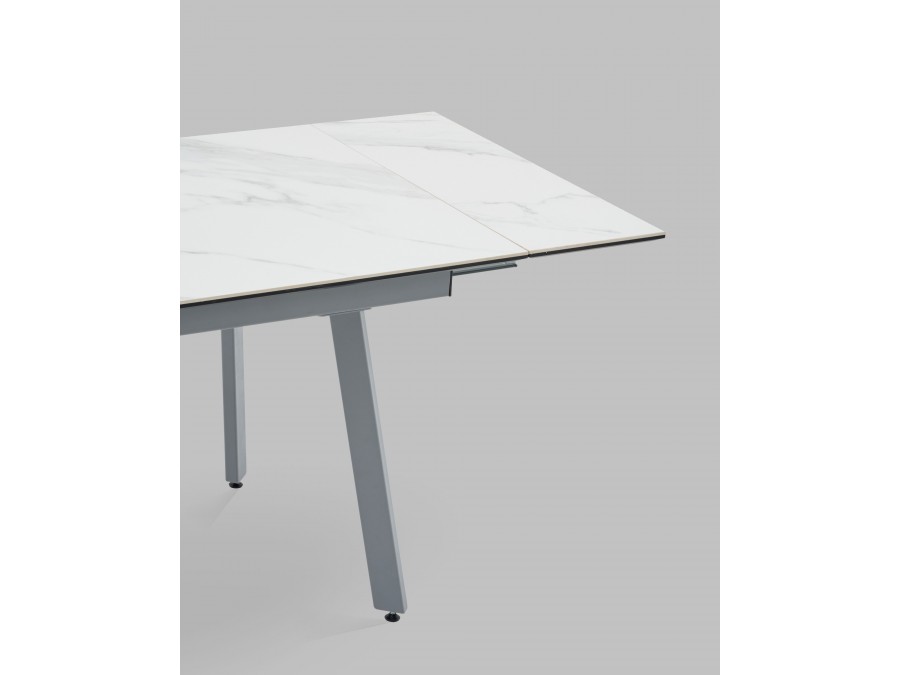 Стол Тайл 140-200/85/75 столешница Snow white подстолье металл серый