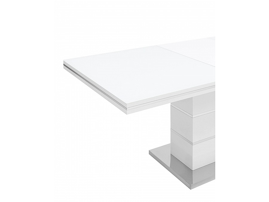 Стол обеденный Глазго раскладной 160-215*90 глянцевый белый