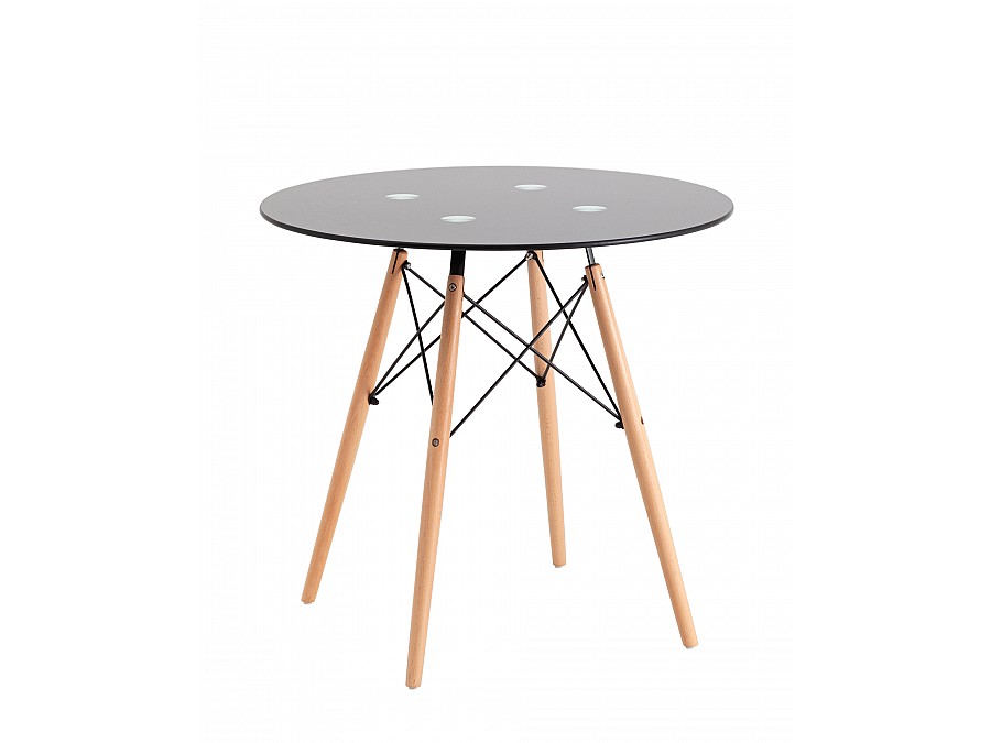Стол круглый EAMES DSW NEW D=80 стеклянный черный