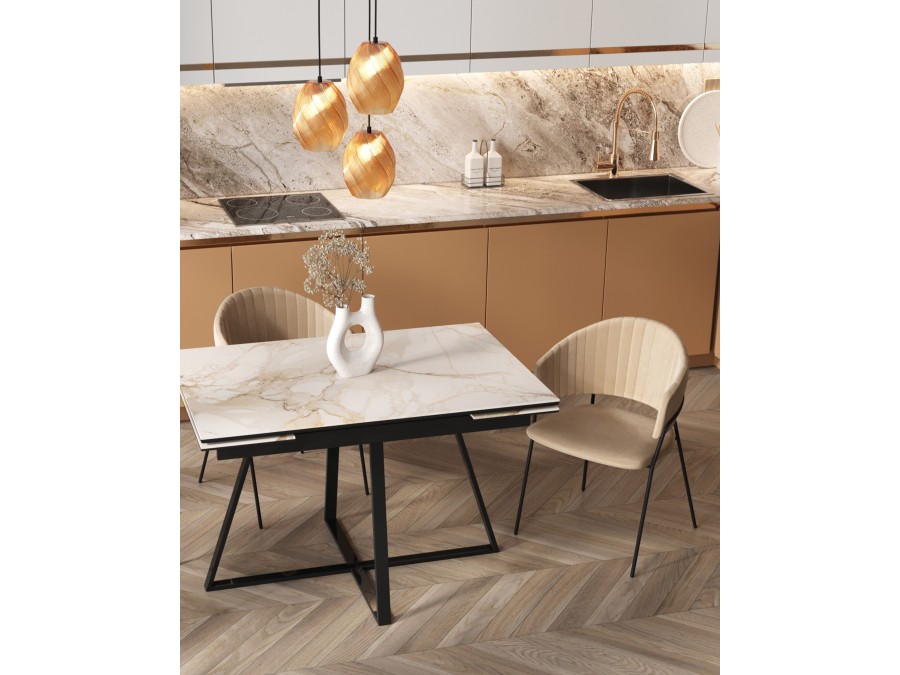 Стол Кассика 120*80 см столешница керамика белый