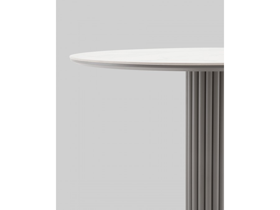 Стол круглый Терралино D90 верх керамика белый матовый, основание металл латте