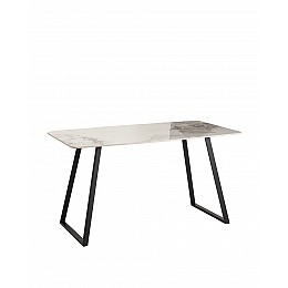 Стол обеденный Vermont 140*80 см керамика светлая ножки черные