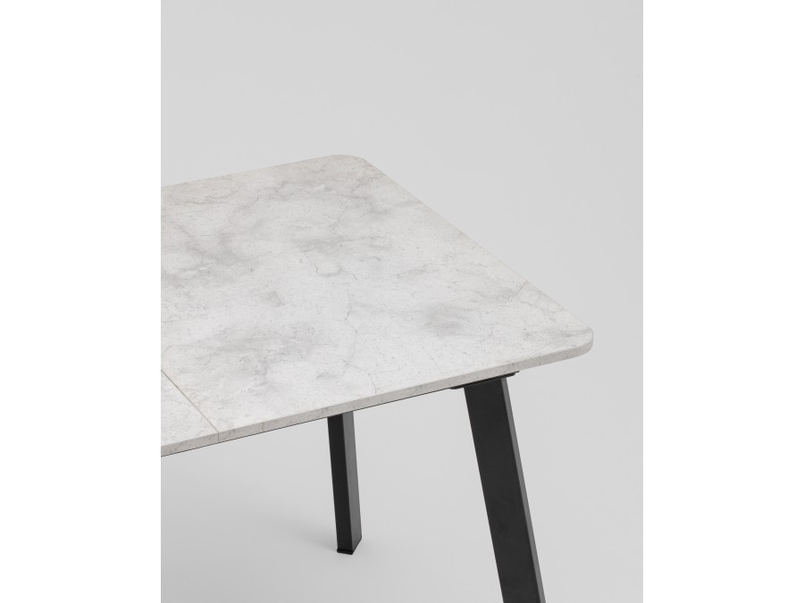 Стол Batu new 120-160/80/76 столешница ЛМДФ ароза светлая подстолье металл черный