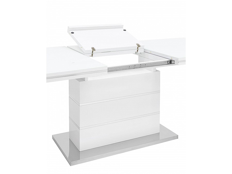 Стол обеденный Глазго раскладной 160-215*90 глянцевый белый