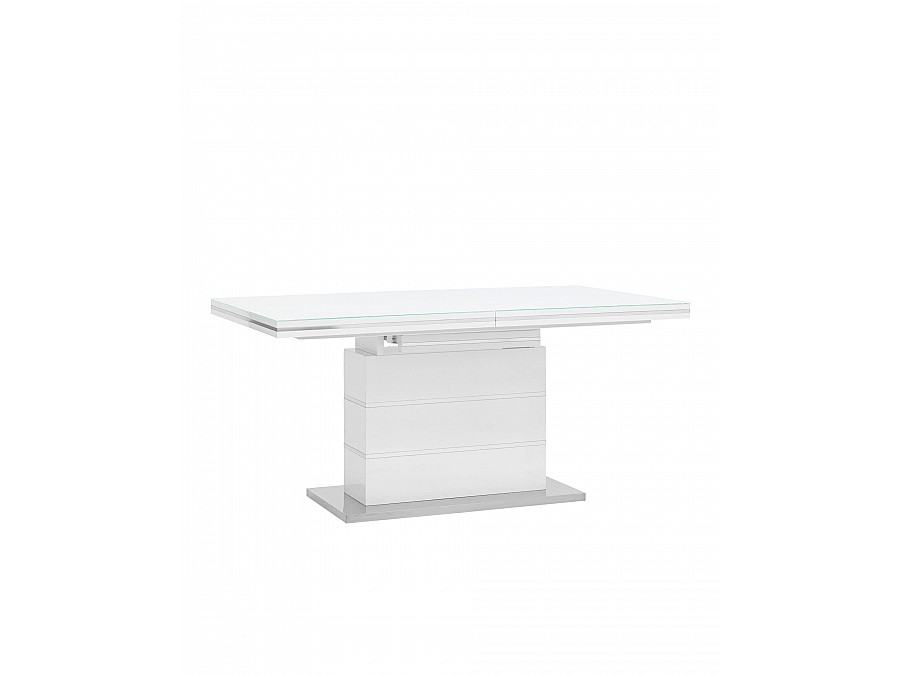 Стол обеденный Глазго раскладной 160-215*90 глянцевый белый