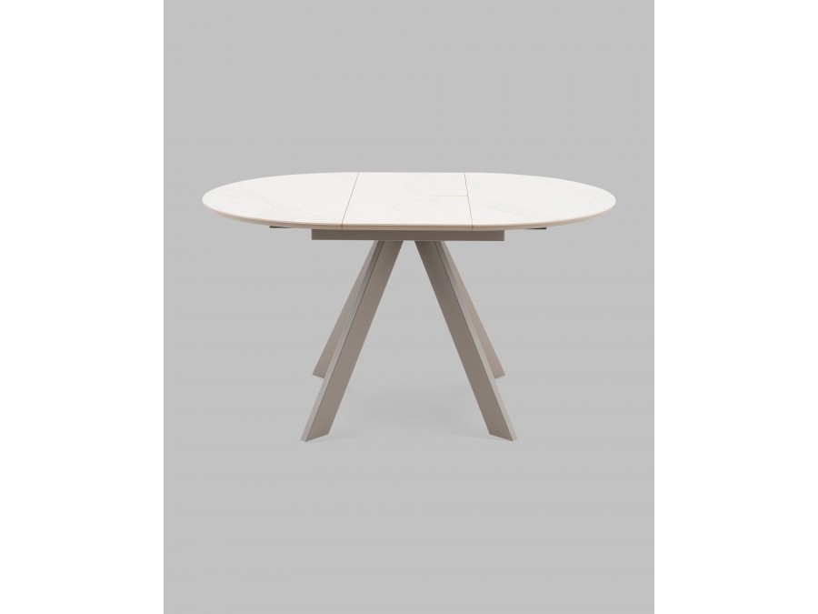 Стол круглый Миндель D100 столешница керамика белый глянец, основание металл латте