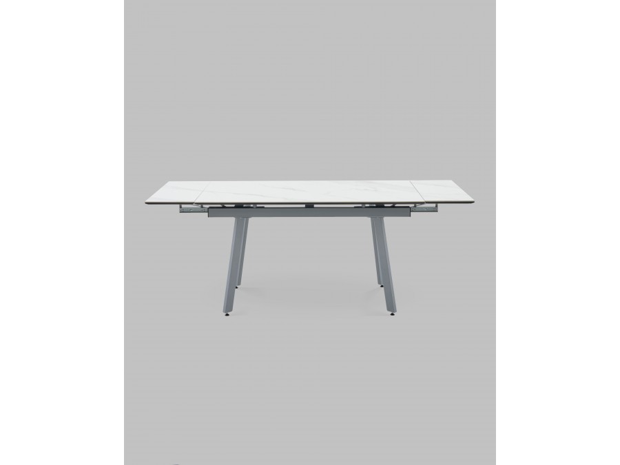 Стол Тайл 140-200/85/75 столешница Snow white подстолье металл серый