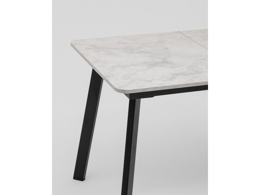 Стол Batu new 120-160/80/76 столешница ЛМДФ ароза светлая подстолье металл черный