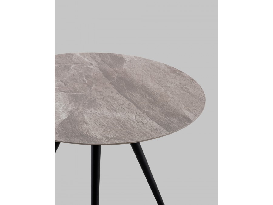Стол Ники круглый столешница керамика Italian light grey 900