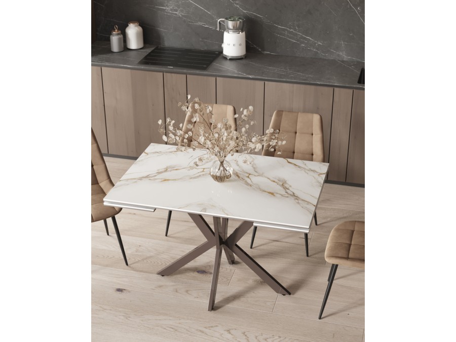 Стол раскладной Marmer 120-180*80*76 керамика капучино