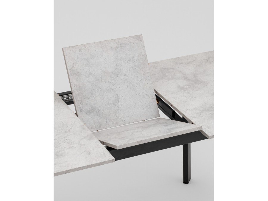 Стол Batu new 120-160/80/76 столешница ЛМДФ ароза светлая подстолье металл черный