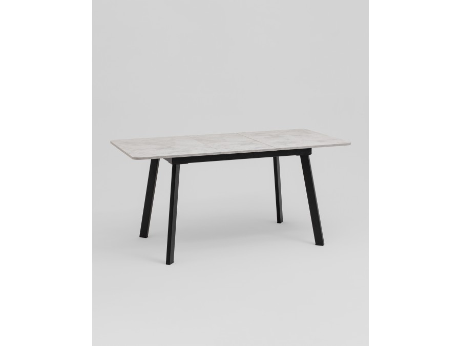 Стол Batu new 120-160/80/76 столешница ЛМДФ ароза светлая подстолье металл черный