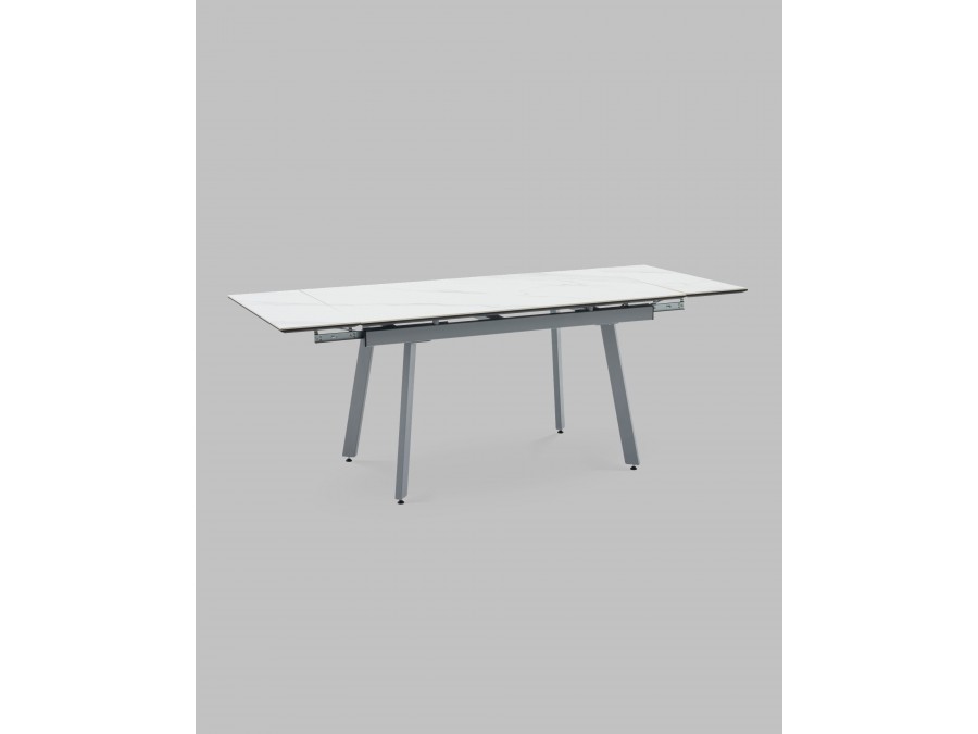 Стол Тайл 140-200/85/75 столешница Snow white подстолье металл серый