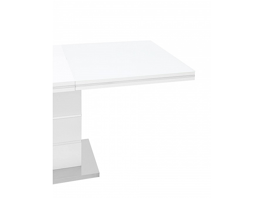 Стол обеденный Глазго раскладной 160-215*90 глянцевый белый