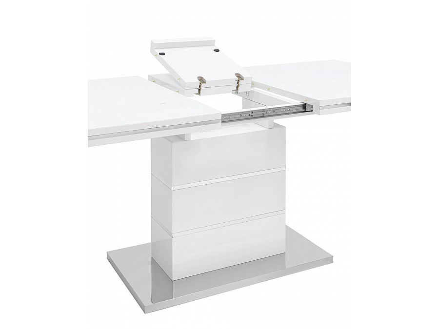Стол обеденный Глазго раскладной 140-170*80 глянцевый белый