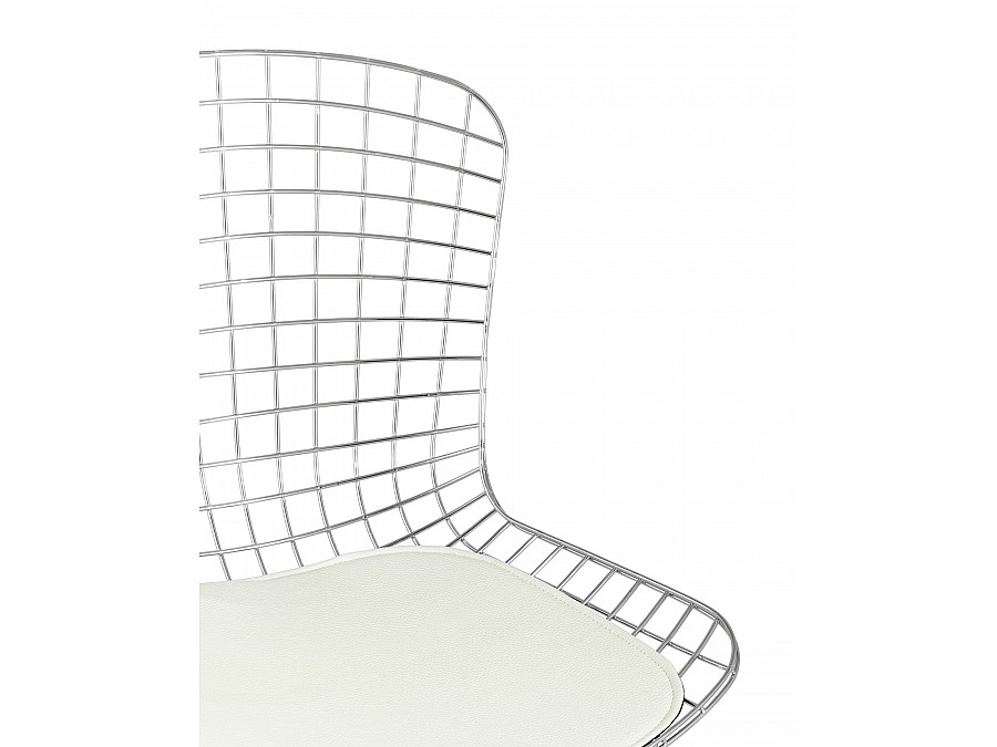 Стул обеденный Bertoia хромированный с белой подушкой