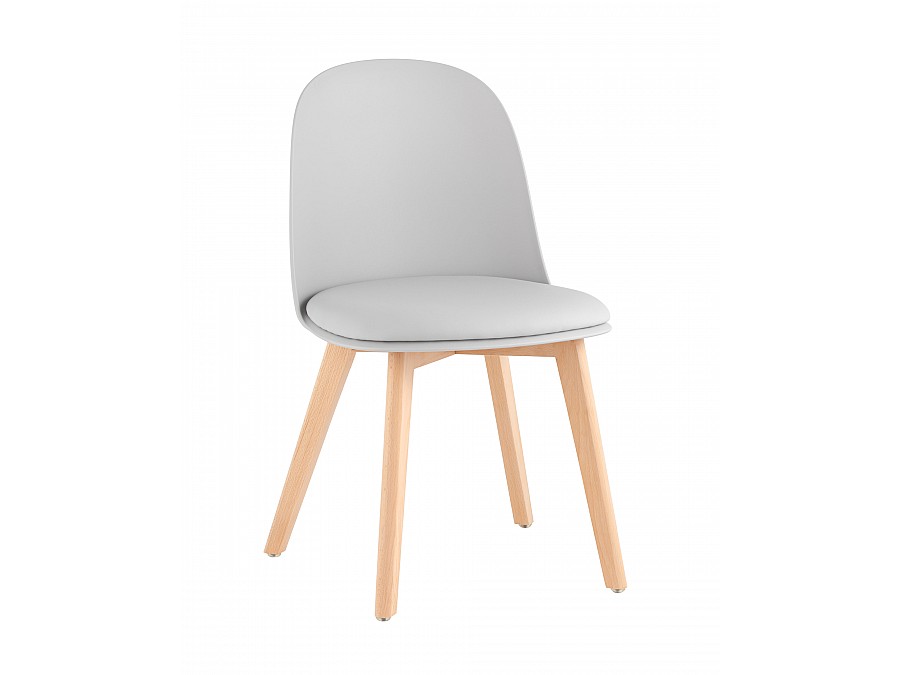 Стул Fog с подушкой светло-серый деревянные ножки