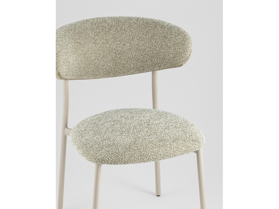 Стул обеденный Ayla бежево-зеленый кремовые ножки