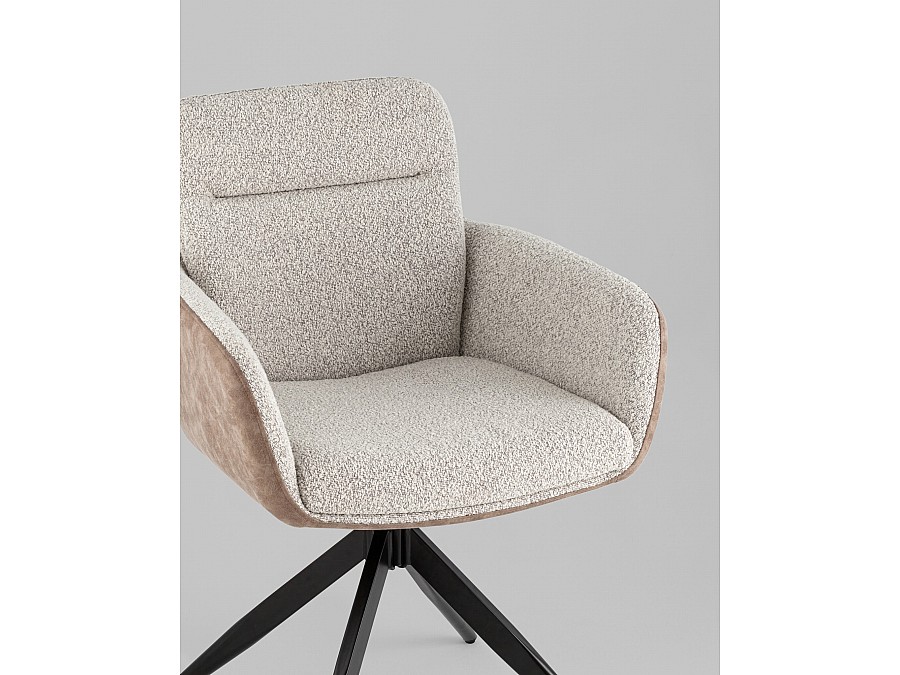 Стул обеденный Waldo светло-серый c бежевой экокожей