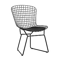 Стул обеденный Bertoia черный с черной подушкой